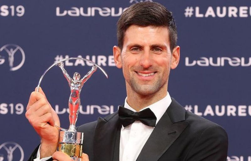 Novak Djokovic with the sports of the year award