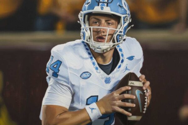 Max Johnson Instagram painting portrait, quarterback 2025