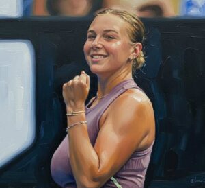 Amanda Anisimova Instagram painting portrait, tennis comeback 2025