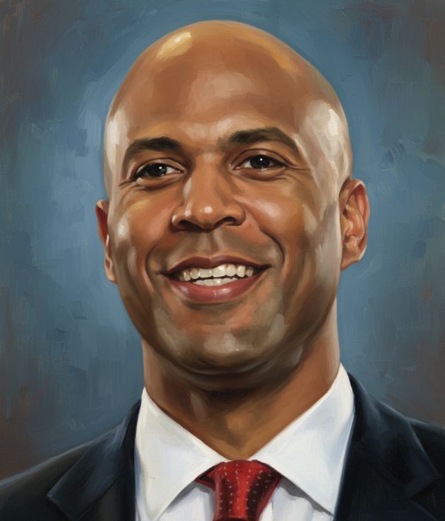 Paint-style portrait of Cory Booker 2025, New Jersey Senator, trending news feature image