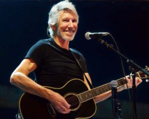 Roger Waters net worth painting portrait based on Getty Image