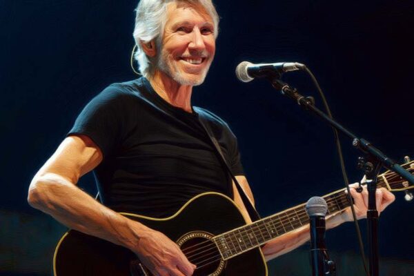 Roger Waters net worth painting portrait based on Getty Image