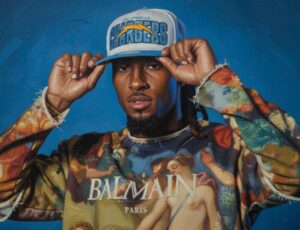 Quentin Johnston painting portrait from Instagram 2025 - Los Angeles Chargers NFL wide receiver converted artwork digital art