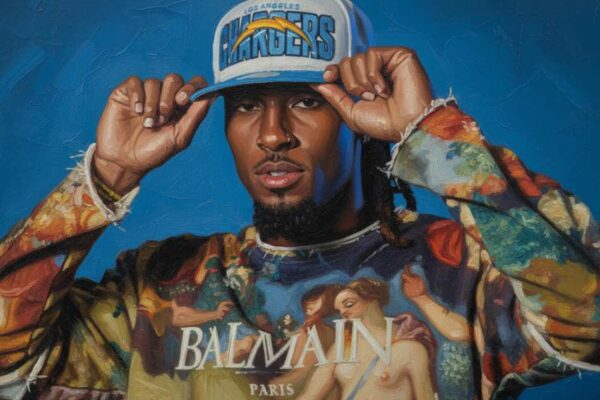 Quentin Johnston Net Worth 2025: From Struggling Rookie to Potential Breakout Star Worth $2 Million Quentin Johnston painting portrait from Instagram 2025 - Los Angeles Chargers NFL wide receiver converted artwork digital art