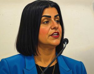 Shabana Mahmood paint portrait 2025 - UK Home Secretary, Muslim politician from Labour Party, celebrity biography analysis of British cabinet minister net worth