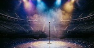 empty stage symbolizing how silence builds authority in modern celebrity culture