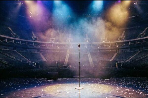 empty stage symbolizing how silence builds authority in modern celebrity culture